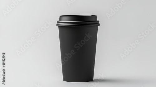 black coffee cup on white background. Generated AI photo
