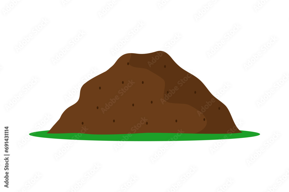 Forest anthill on the green grass. Vector illustration on a white background