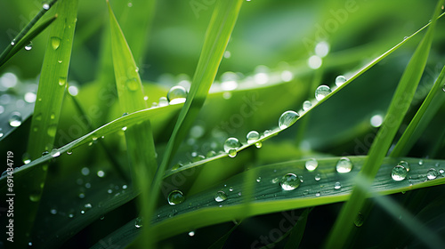 Water droplets on leaf background, water drops on green plant leaf