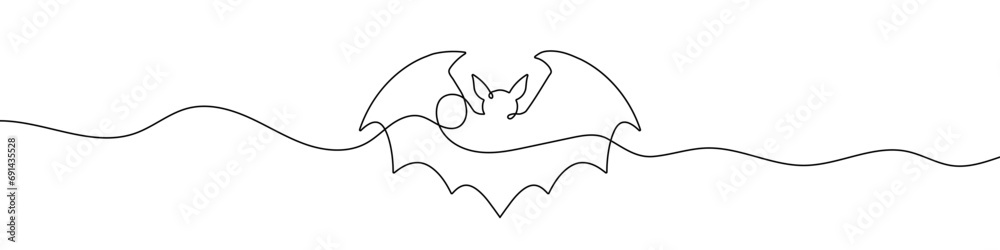 Continuous line drawing of bat. Bat continuous line icon. Continuous line drawing of bat. Bat continuous line icon.