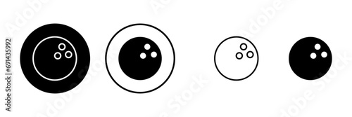 Bowling game Pin Icons set. Bowling icon, ball and pin