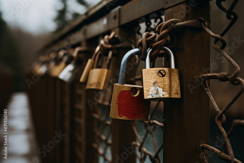 Eternal Bonds: Padlocks Attached to Symbolize the Unbreakable Connection of Love