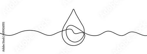 Continuous line drawing of water drop. Single line water drop icon.