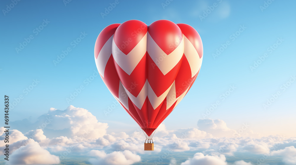 Obraz premium Hot air balloons flying in blue sky