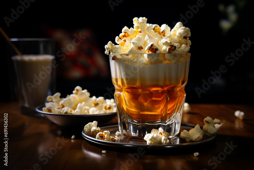 Home Cinema Bliss: Popcorn Served in a Glass for Movie Night Delight