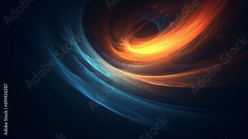 Blue and orange swirl on a dark background, sci-fi, technology, Generative AI