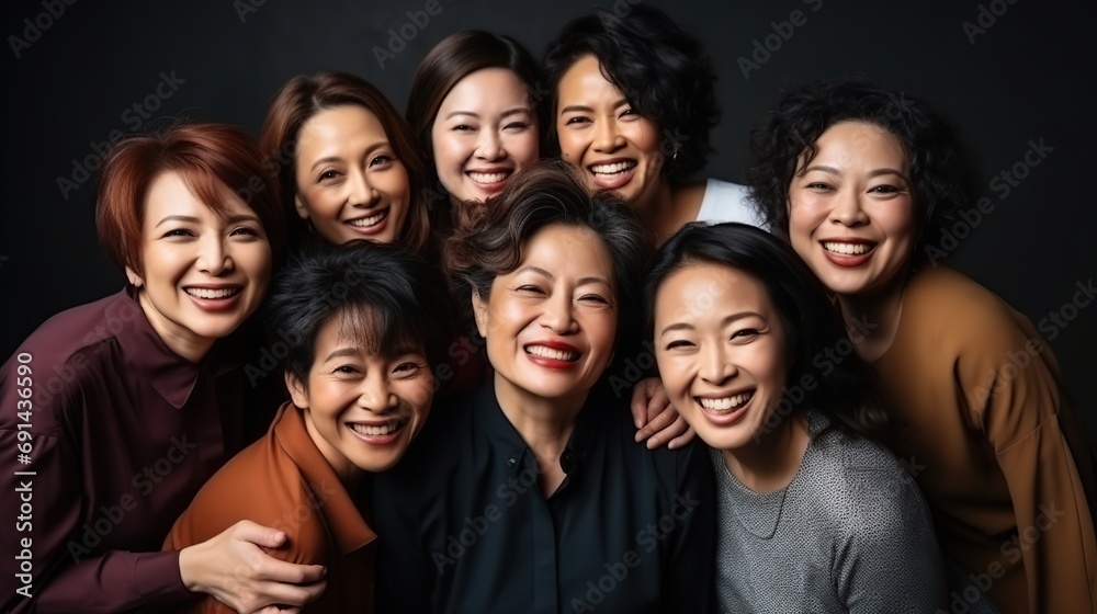 custom made wallpaper toronto digitalGroup of asian pretty girls celebrating together. Happy International Women day.