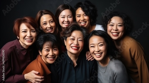 Group of asian pretty girls celebrating together. Happy International Women day.