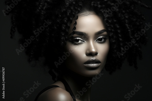 Graceful Beauty: Close-Up of a Stunning Black Female Model's Upper Portion