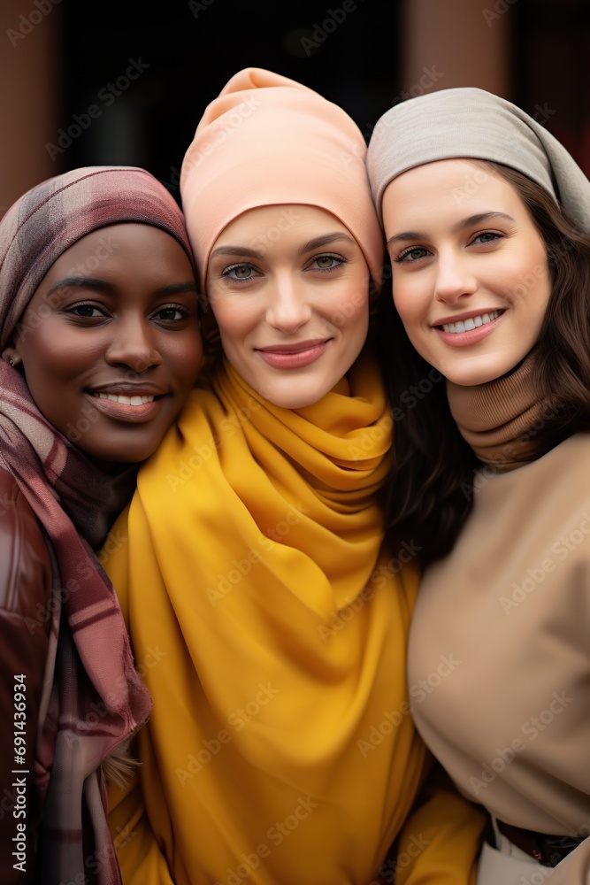Multiethnic young women celebrating together International Women Day. Multiethnic young women celebrating together International Women Day.