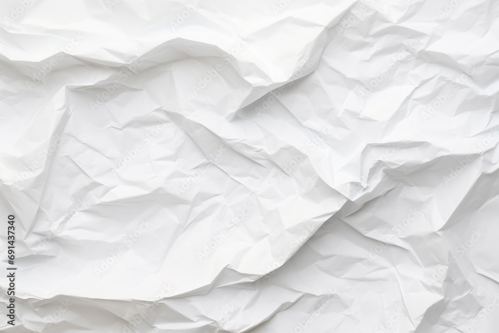 A crumpled piece of paper, white crumpled paper texture background, Generative AI