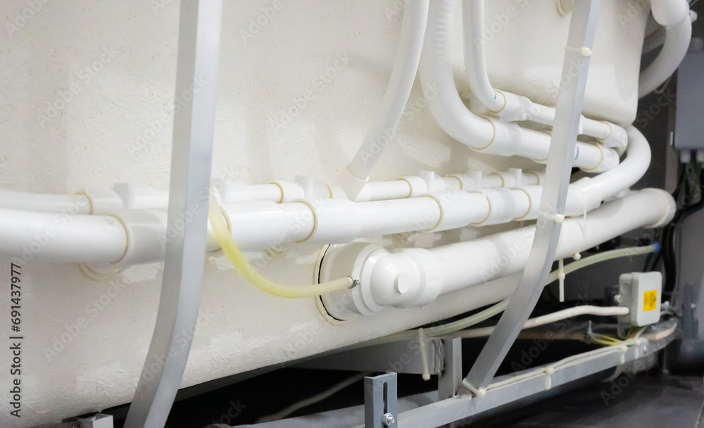 Pipe system of bathtub with hydromassage. Pipe system of bathtub with hydromassage.