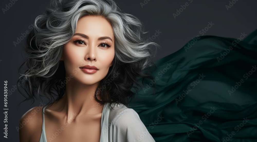Naklejka premium Graceful Aging - Japanese Beauty, Smooth Skin for Cosmetics Ad