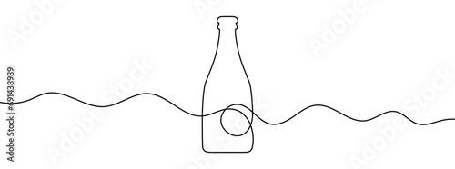 Continuous line drawing of bottle. Single line bottle icon.