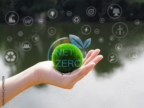 net zero in 2050, the concept of zero carbon the goal of reducing greenhouse gas emissions that is harmful to the environment green space Long-term climate and environmentally neutral strategy
