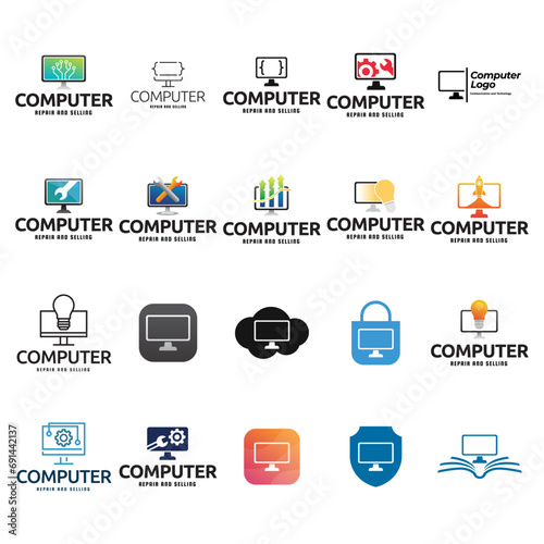 Set of computer mouse vector logo with modern concept designs, illustration for technology computer business company.