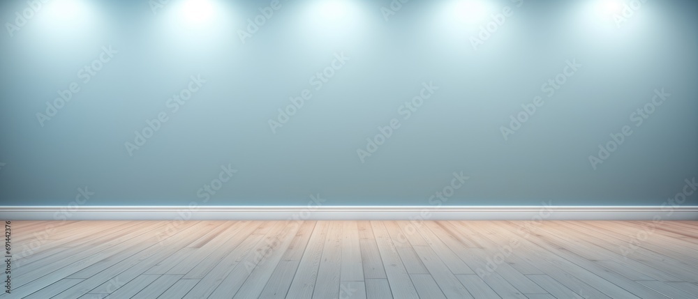 wood floor with gray and soft blue wall for present product wood floor with gray and soft blue wall for present product
