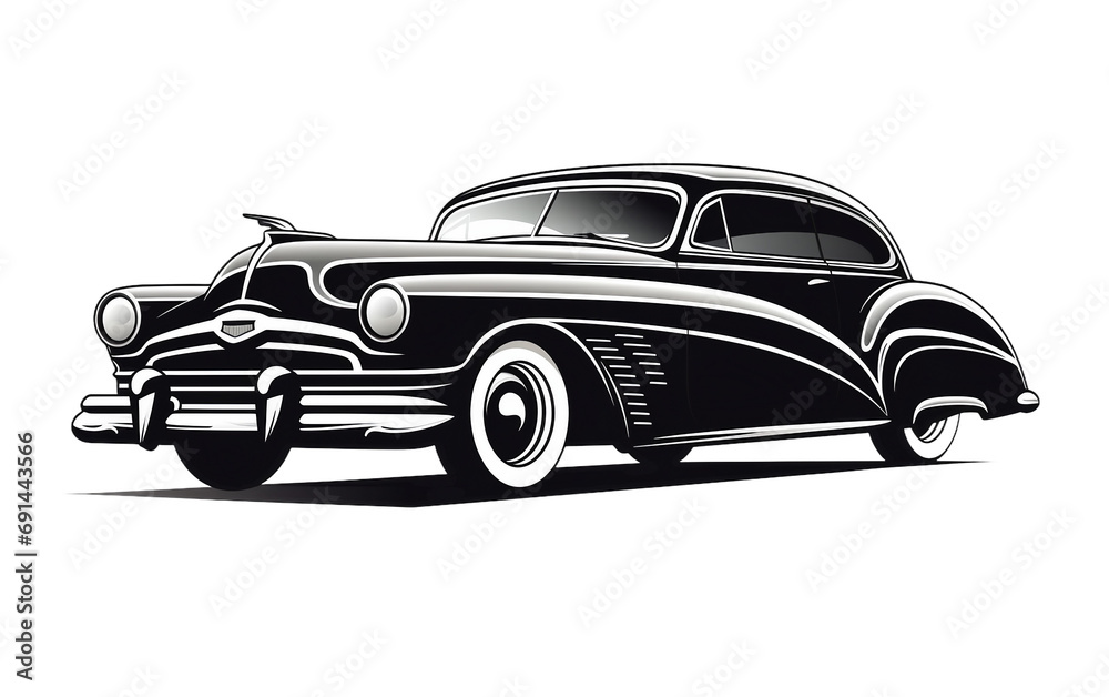 Classic Car isolated on a transparent background.