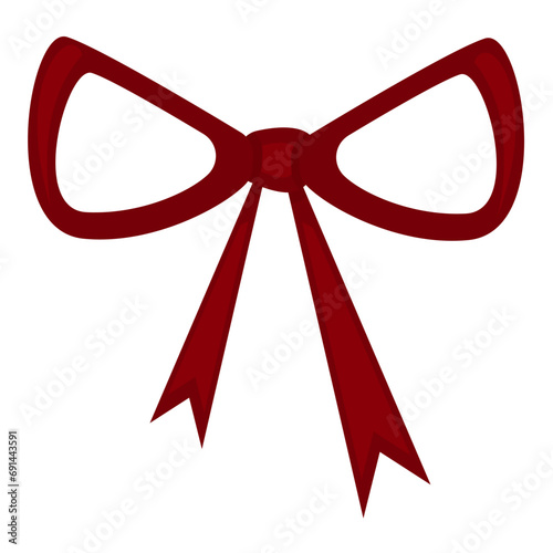 Red ribbon bow isolated on white background