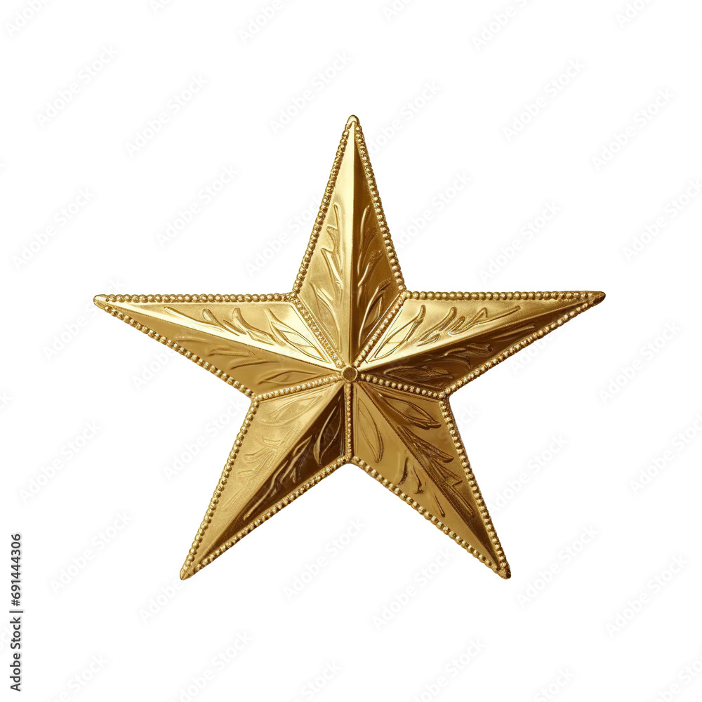 Five-pointed golden star isolated on transparent background Five-pointed golden star isolated on transparent background