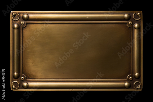 a gold plaque with a black background