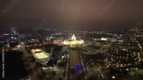 Wallpaper Mural St Paul downtown at night with foggy and gloomy air. Cathedral and State capitol Torontodigital.ca