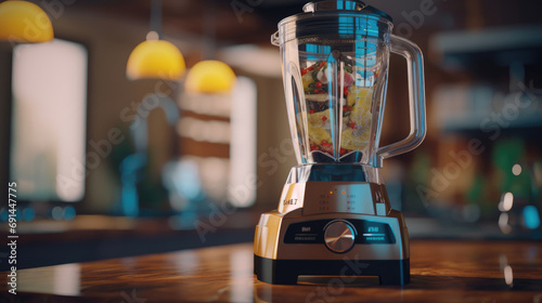 A blender placed on a kitchen counter photo