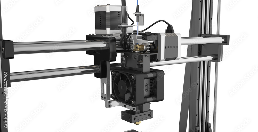 3d printer printhead. Extruder technology. 3d illustration.