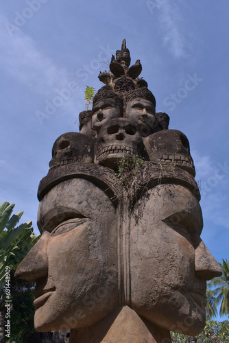 Four-faced deity in Buddha Park, Vientiane, Laos