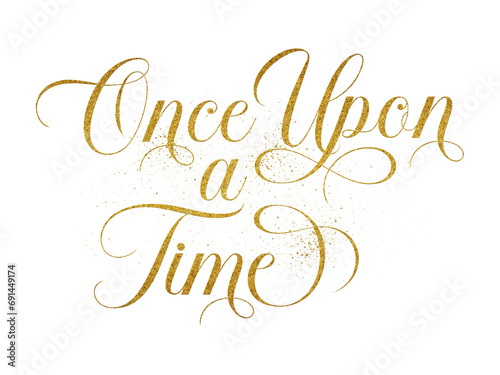 Photos Once Upon a Time written in elegant script lettering with golden glitter effect