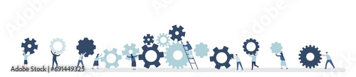vector flat design illustration set of business people with gears