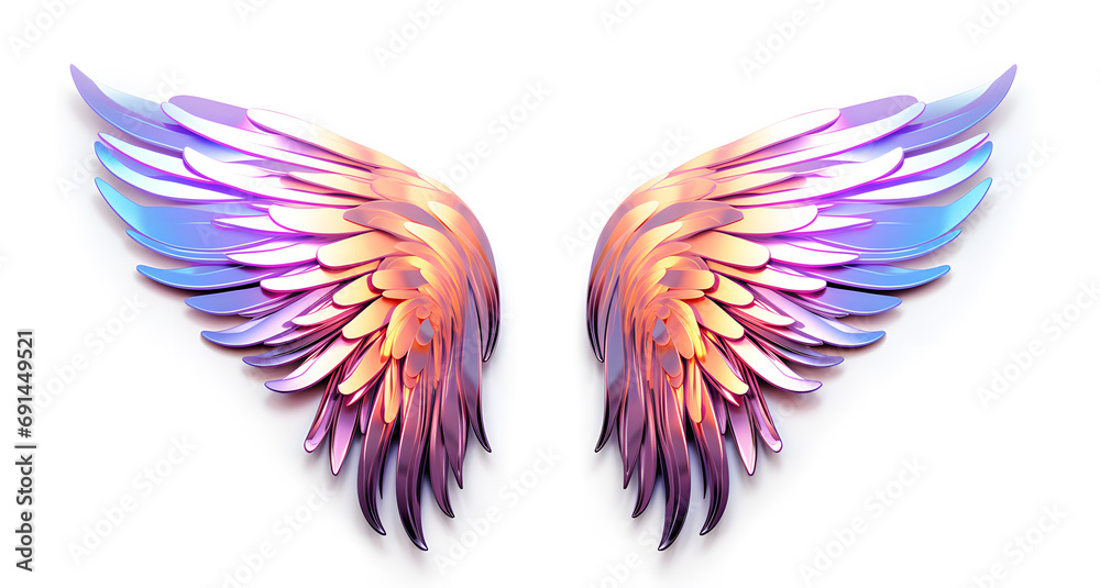 Magic rainbow colors angel wings isolated on white background Magic rainbow colors angel wings isolated on white background