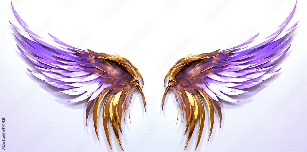 Magic rainbow colors angel wings isolated on white background