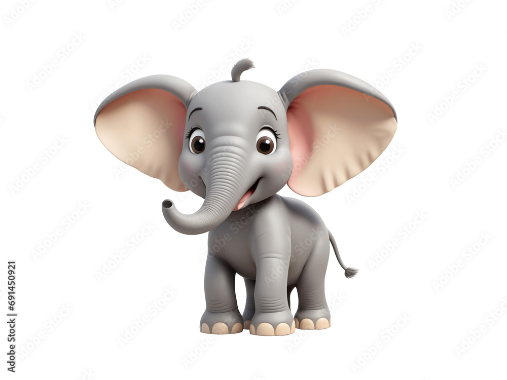 cute little elephant isolated on transparent background