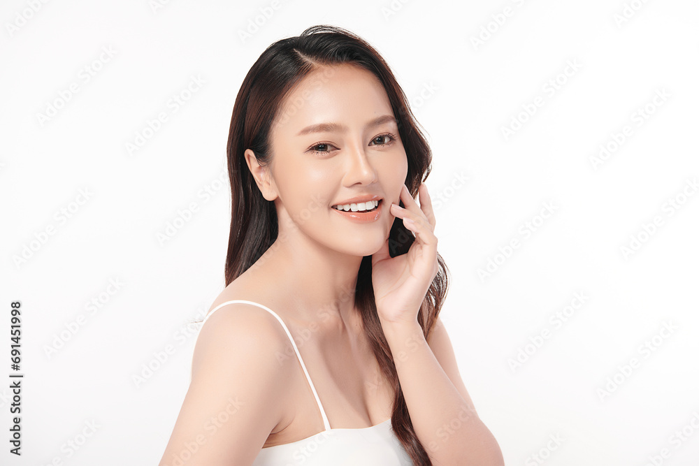 Beautiful young asian woman with clean fresh skin on white background, Face care, Facial treatment, Cosmetology, beauty and spa, Asian women portrait. Beautiful young asian woman with clean fresh skin on white background, Face care, Facial treatment, Cosmetology, beauty and spa, Asian women portrait.