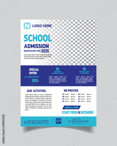 Creative Elegant School Flyer or Kids School Leaflet Template Design photo