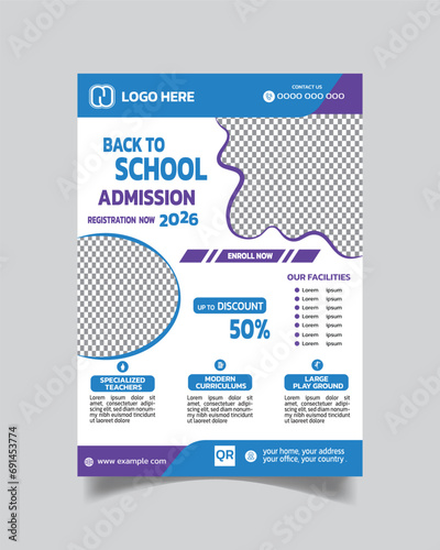 Admission Kids Flyer Template or School Admission Leaflet A4
