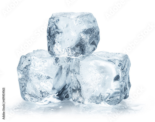 Perfect ice cubes on white background. File contains clipping paths.
