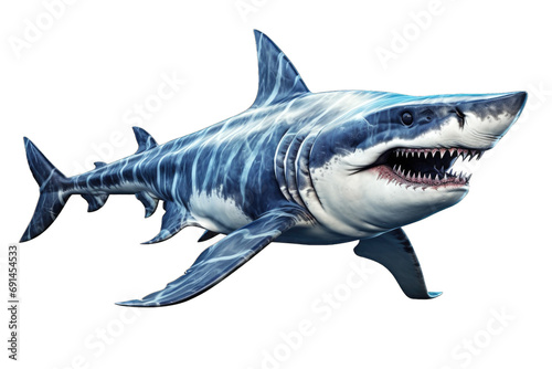 shark fish beast megalodon PNG isolated on white transparent background © K-Nia Graphica