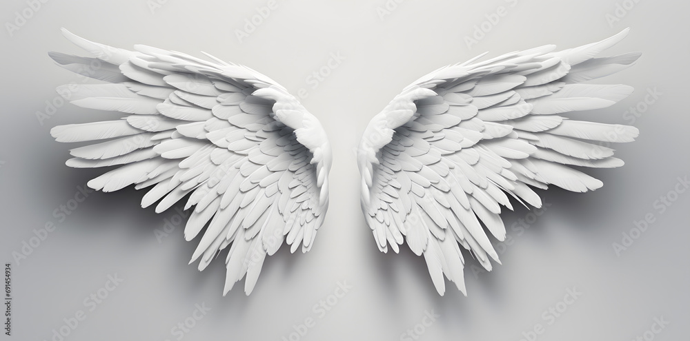 Fototapeta premium White Angel wings isolated on white background