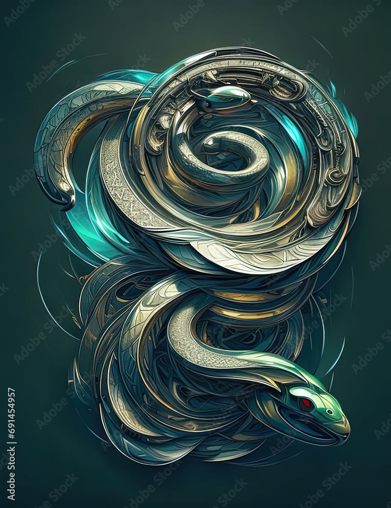 digital art of a snake with a spiral design on its back