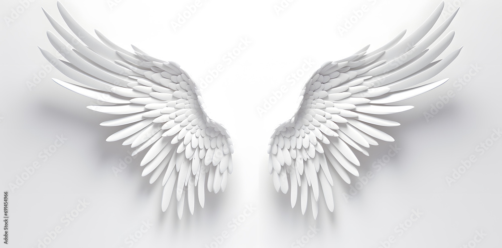 Obraz premium White Angel wings isolated on white background