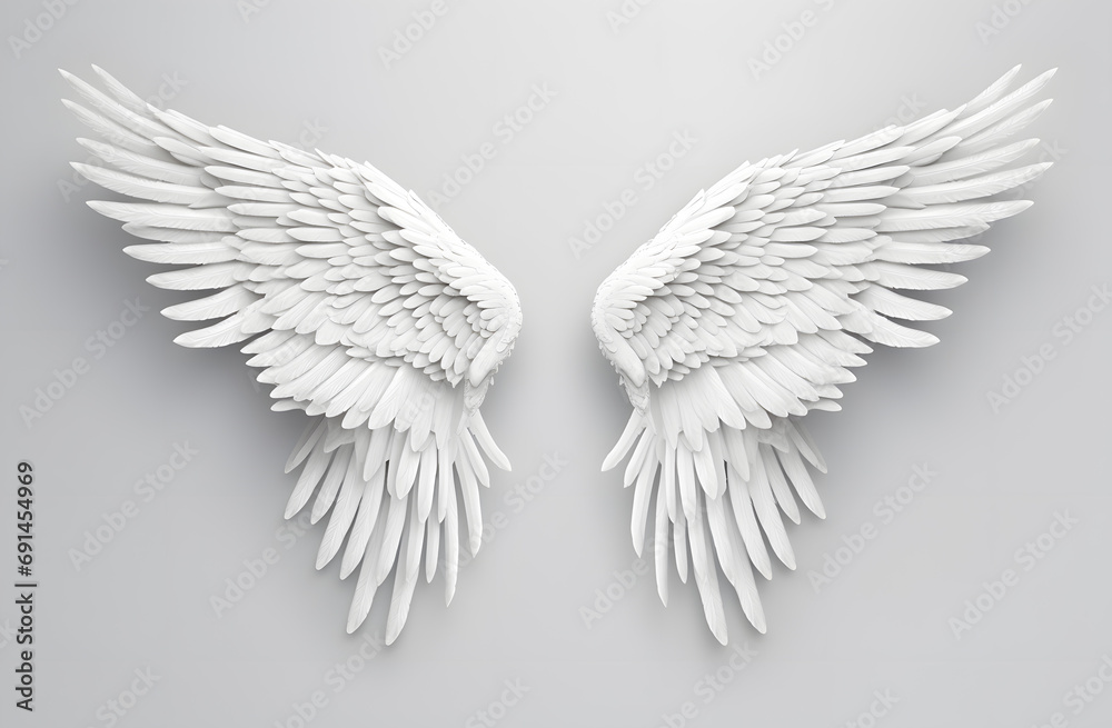 White Angel wings isolated on white background White Angel wings isolated on white background