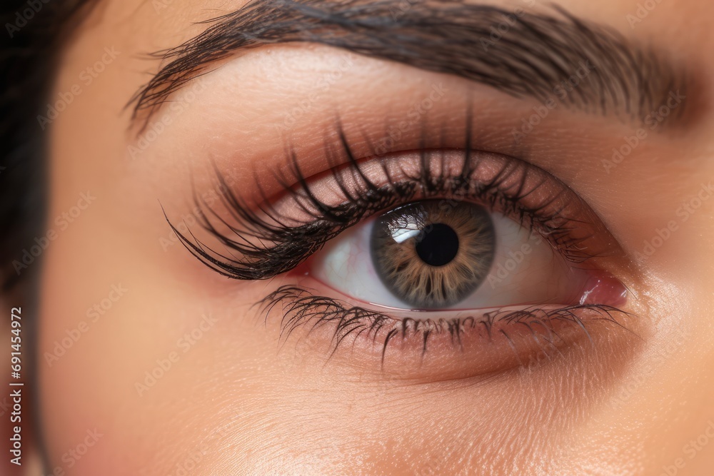 Obraz premium Aesthetic Procedures For Removing Skin Wrinkles And Enhancing Beauty Up Close Photo Of Womans Eyelashes