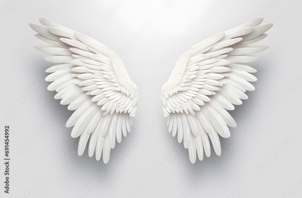 White Angel wings isolated on white background White Angel wings isolated on white background