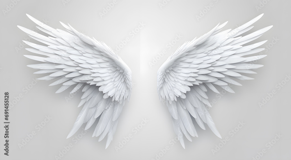 White Angel wings isolated on white background White Angel wings isolated on white background