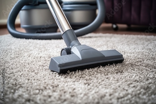 Carpet Being Cleaned With Vacuum Cleaner