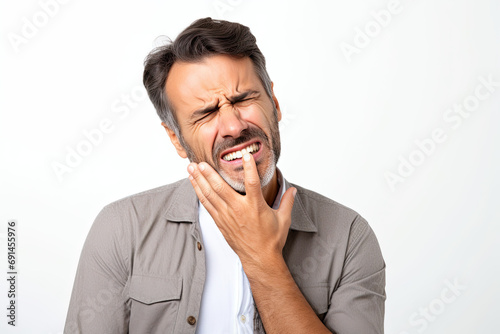 Man with tooth-pain, toothache.