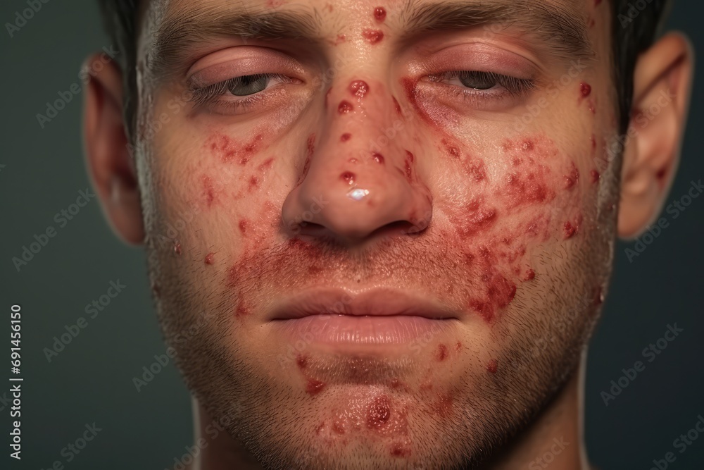 Obraz premium Lupus Rash On Face Of Man Medical Illustration