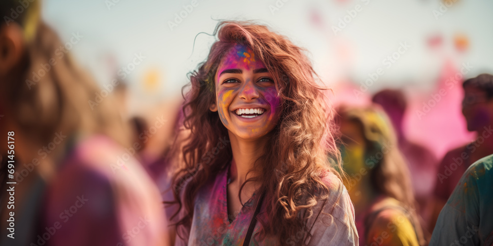 smiling girl on holi smiling girl on holi